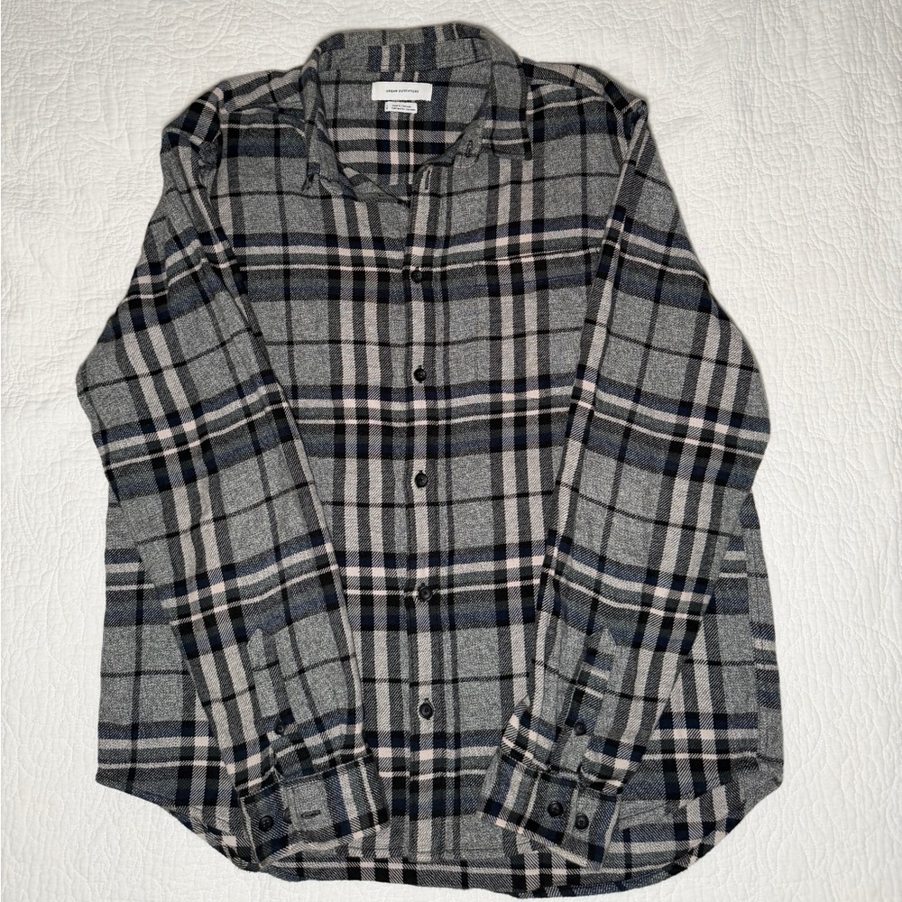 Urban Outfitters Gray Plaid Casual Button Down Shirt